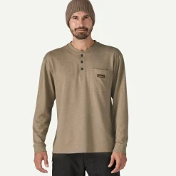 Outlet Men's Long-Sleeved Work Henley Pocket Tee T-Shirts|Long Sleeve