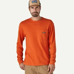 Online Men's Long-Sleeved Work Pocket T-Shirt Men's|T-Shirts