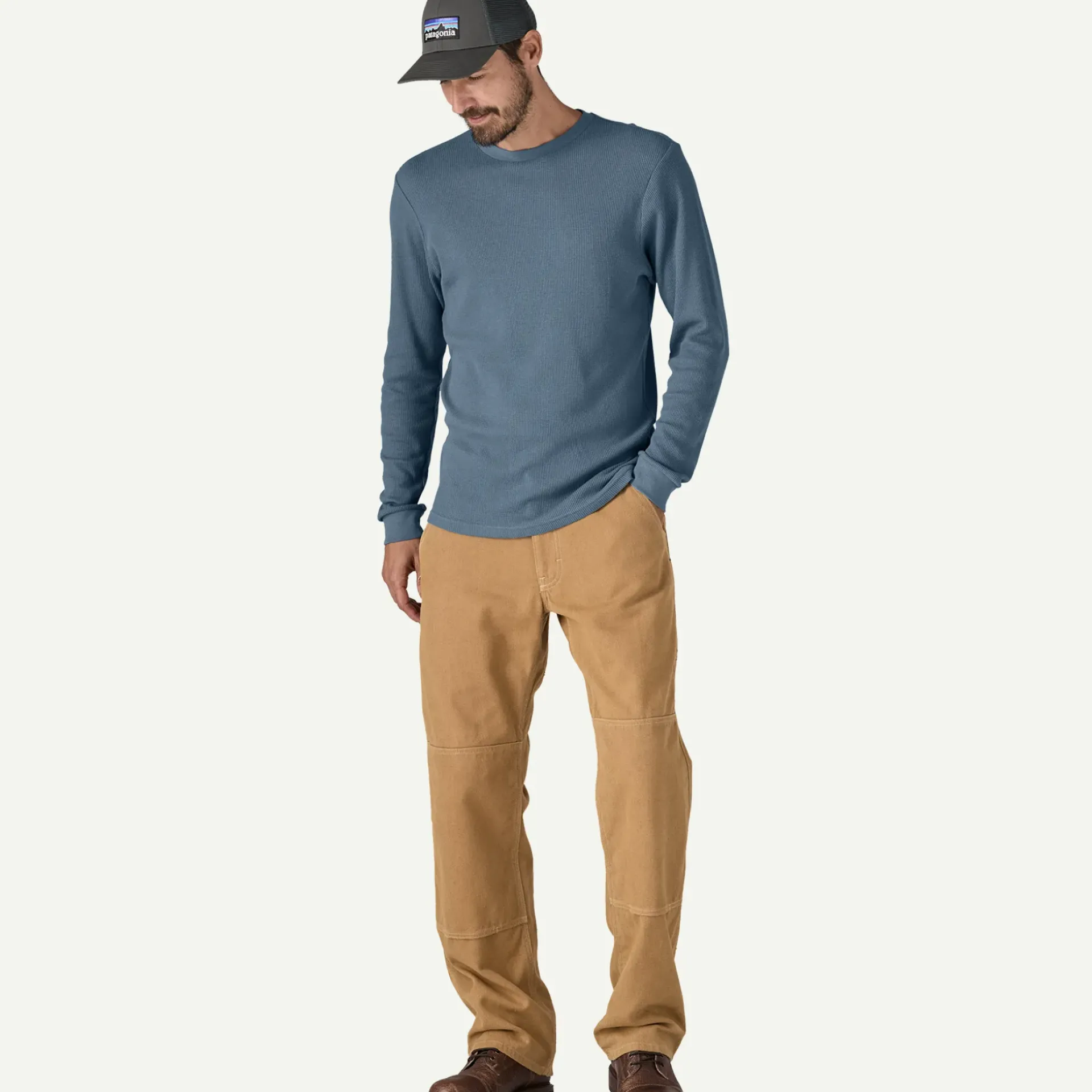 Discount Men's Work Waffle Crewneck T-Shirts|Long Sleeve