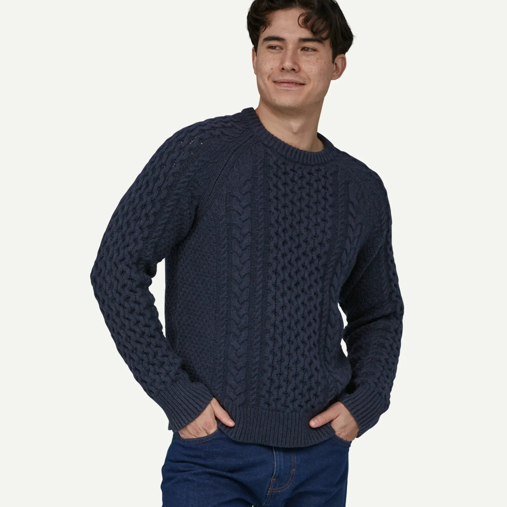 Best Recycled Wool-Blend Cable-Knit Crewneck Sweater Men's|Women’S